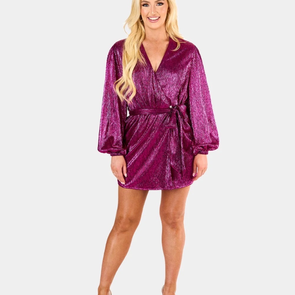 Buddy Love Purple Midi Dress Balloon Sleeves